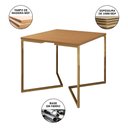 Ver imagem 3 de Jogo de Mesa Industrial Base Dourada Tampo Quadrado 90cm Canela com 4 Poltronas Estofadas Vermelho