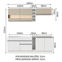 Ver imagem 4 de Armário de Cozinha Completa 220cm Branco/Branco/Crema Parma Madesa 02