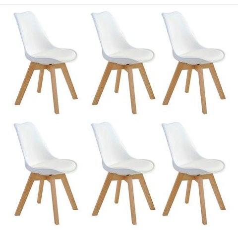 Kit 6 Cadeira Eames Eiffel Wood Leda Saarinen Design Mesa de Jantar Cozinha Escrivaninha