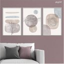 Ver imagem 1 de Kit 03 Quadros Decorativos - Arte Abstrata Linhas Minimalista Abg041 - Vidro 40x60cm