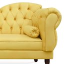 Ver imagem 2 de Divã Recamier Namoradeira Larissa 185cm com Capitonê - Esquerda + 02 Puffs Retrô Suede:amarelo