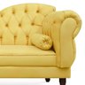 Divã Recamier Namoradeira Larissa 185cm com Capitonê - Esquerda + 02 Puffs Retrô Suede:amarelo - 2