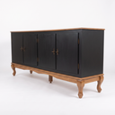 Ver imagem 2 de Rack 4 Portas Clássico Pés Luiz Xv Grande MDF Laca Sala Ecomem Preto - Imbuia