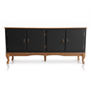 Ver imagem 1 de Rack 4 Portas Clássico Pés Luiz Xv Grande MDF Laca Sala Ecomem Preto - Imbuia