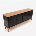 Ver imagem 4 de Rack 4 Portas Clássico Pés Luiz Xv Grande MDF Laca Sala Ecomem Preto - Imbuia