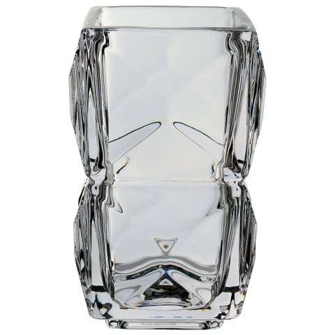 Vaso Decorativo de Cristal Transparente 13x7x7cm Enfeite Sala Mesa Estante