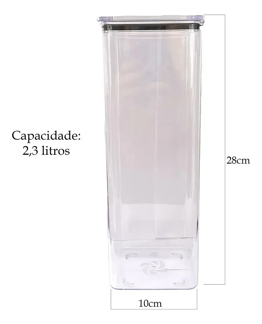 Ver imagem 3 de Kit 3 Potes Hermeticos Quadrados Vedacao Forte Cozinha Organizada Vitahome