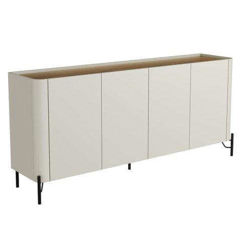 Buffet para Sala de Jantar 4 Portas 1 Gaveta Pés Industrial Preto Naim I03 Luna Louro - Lyam