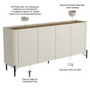 Ver imagem 3 de Buffet para Sala de Jantar 4 Portas 1 Gaveta Pés Industrial Preto Naim I03 Luna Louro - Lyam