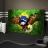 Quadro Decorativo Águia Sobre Bandeira Brasileira:90x60/BORDA INFINITA - 2