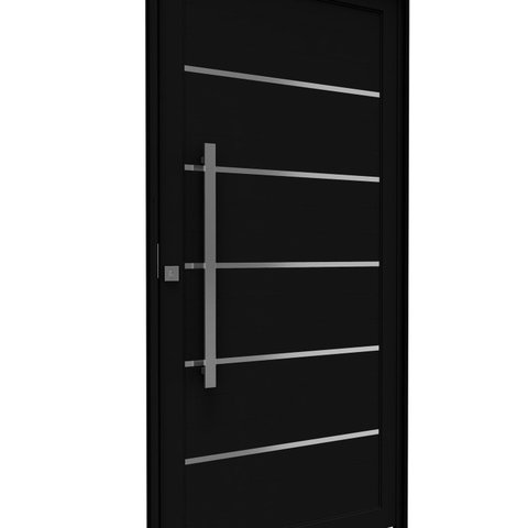 Porta de Alumínio Pivotante Lambri 215cm X 105 com Friso e Puxador de 80cm Lucasa Ideale