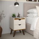 Ver imagem 2 de Mesa de Cabeceira Juma Criado Quarto Retrô Estilo:off White/freijo