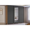 Ver imagem 1 de Guarda Roupa Casal 3 Portas de Correr (1 C/ Espelho) e 4 Gavetas C/ Pés Cb01t582 Canela/grafite -