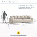 Ver imagem 3 de Sofá Cama Modular Orgânico Retrátil 3 Lugares Base Madeira Maciça 210 cm Marrocos