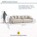 Ver imagem 3 de Sofá Cama Modular Orgânico Retrátil 3 Lugares Base Madeira Maciça 210 cm Marrocos