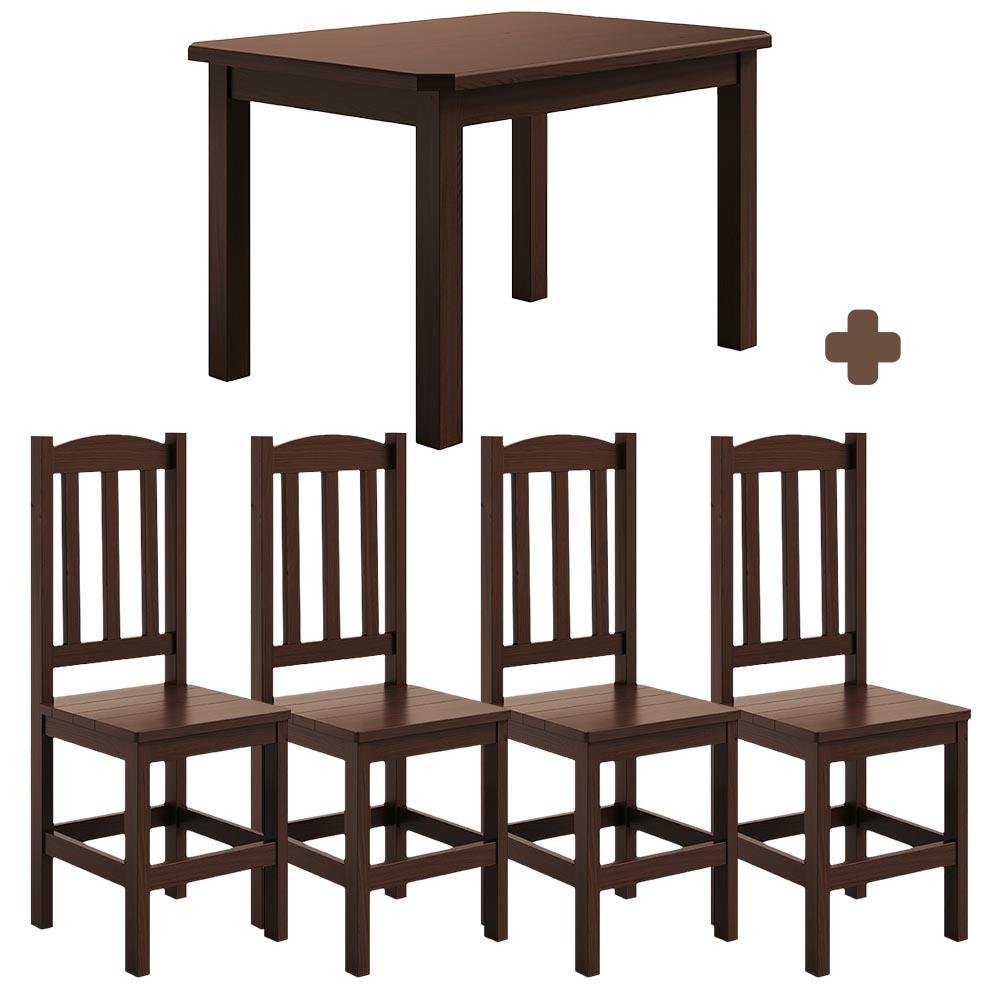 Conjunto Mesa com 4 Cadeiras em Madeira Maciça 120cm Castanho Diamante Shop Jm - 2