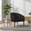 Ver imagem 1 de Poltrona Sala Decorativa Stella Pé Madeira Trapézio Castanho Linho Preto D03 - D’Rossi