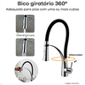 Kit Cuba Única Inox + Acessórios com Torneira Gourmet Flexível Preta e Lixeira de Embutir 5 Litros - 7