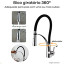 Ver imagem 7 de Kit Cuba Única Inox + Acessórios com Torneira Gourmet Flexível Preta e Lixeira de Embutir 5 Litros