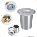 Ver mais imagens de Kit Cuba Única Inox + Acessórios com Torneira Gourmet Flexível Preta e Lixeira de Embutir 5 Litros