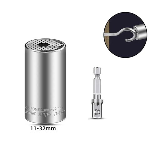 Jogo Kit Chave Soquete Universal Multifuncional + Adaptador de 11 a 32mm