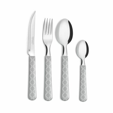 Faqueiro para Ate 4 Pessoas com Caixa, Branco Vitral 16 Peças Simonaggio
