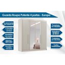 Ver imagem 2 de Guarda Roupa Solteiro 4 Portas Ripadas (2 C/ Espelho) e 3 Gavetas Potente Peroba - Europa