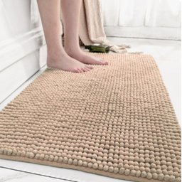 Tapete para Banheiro Bolinha Microfibra Absorvente Colors Bege - 1