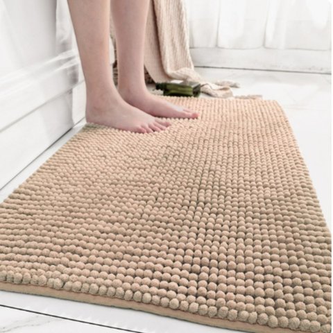 Tapete para Banheiro Bolinha Microfibra Absorvente Colors Bege