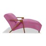 Divã Chaise Longue com Braços em Madeira Consultório de Psicologia quarto sala de estar Rosa - 3