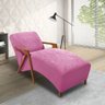 Divã Chaise Longue com Braços em Madeira Consultório de Psicologia quarto sala de estar Rosa - 1