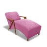 Divã Chaise Longue com Braços em Madeira Consultório de Psicologia quarto sala de estar Rosa - 2
