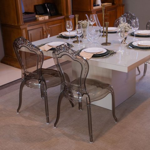 Cadeira de Jantar Acrilico Fume Princess 97x5cm X 52cm X 49cm