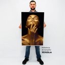 Ver imagem 2 de Quadro Decorativo Caixa Mulher Beleza Dourada Tacolado Moldura Caixa 3cm Madeira sem Vidro 60 X 90cm