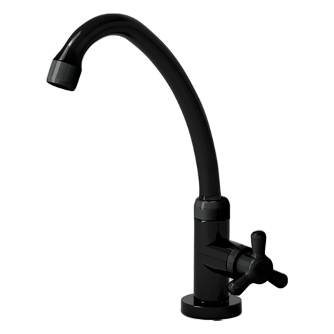 Torneira Cozinha de Mesa Bica Alta Móvel Linha Vienna Abs Bitola 1/2'' Cor Preto Durín