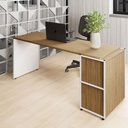Ver imagem 1 de Mesa Escrivaninha 170cm X 60cm e Armário 2 Portas F5 Office Cor:macadâmia com Branco