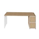 Ver imagem 5 de Mesa Escrivaninha 170cm X 60cm e Armário 2 Portas F5 Office Cor:macadâmia com Branco