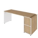 Ver imagem 4 de Mesa Escrivaninha 170cm X 60cm e Armário 2 Portas F5 Office Cor:macadâmia com Branco