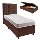 Ver imagem 1 de Cama Box Bau + Colchão Solteiro D23 D23 Inducol + Cabeceira Estofada