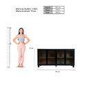 Ver imagem 4 de Aparador Buffet 4 Portas de Vidro Canelado 158,2cm com Pés Paris Preto/Riviera