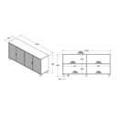 Ver imagem 3 de Aparador Buffet 4 Portas de Vidro Canelado 158,2cm com Pés Paris Preto/Riviera