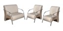 Ver imagem 1 de Conjunto Sevilha 2 Poltronas + 1 Namoradeira Braço Metal Decoração Recepção Sala - Linho Bege