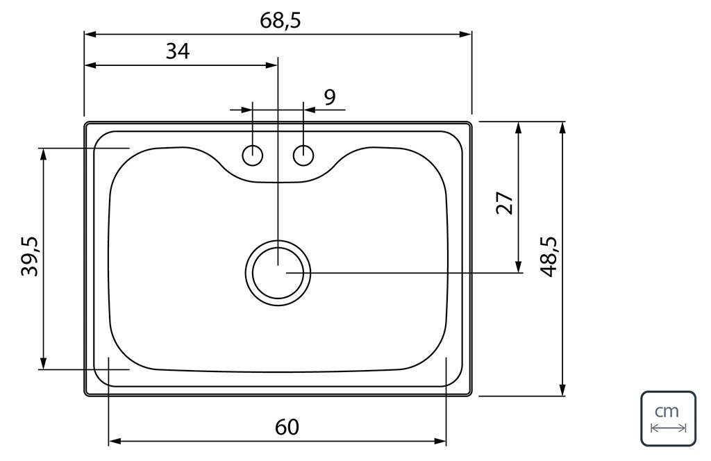 Cuba Tramontina Morgana 60 Fx de Sobrepor em Aço Inox 69x49 com Acessórios - 3