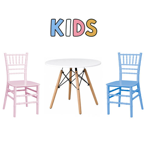 Kit Mesa Infantil Eames 60cm Branca e 2 Cadeiras Polipropileno (Rosa e Azul) Espaço Kids Colorido
