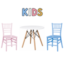 Ver imagem 1 de Kit Mesa Infantil Eames 60cm Branca e 2 Cadeiras Polipropileno (Rosa e Azul) Espaço Kids Colorido