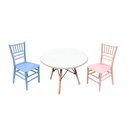 Ver imagem 1 de Kit Mesa Infantil Eames Branca 60cm + 2 Cadeiras Tiffany Infantil Azul e Rosa