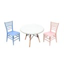 Ver imagem 1 de Kit Mesa Infantil Eames 60cm Branca e 2 Cadeiras Polipropileno (Rosa e Azul) Espaço Kids Colorido