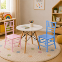 Ver imagem 7 de Kit Mesa Infantil Eames 60cm Branca e 2 Cadeiras Polipropileno (Rosa e Azul) Espaço Kids Colorido