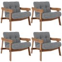 Ver imagem 1 de Kit 04 Poltronas Decorativa Fixa para Sala Living Ikary L02 Canela Pied Poule - Lyam Decor