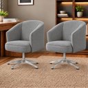 Ver imagem 1 de Kit 2 Poltronas Giratórias Linho Premium Base Alumínio Juliana